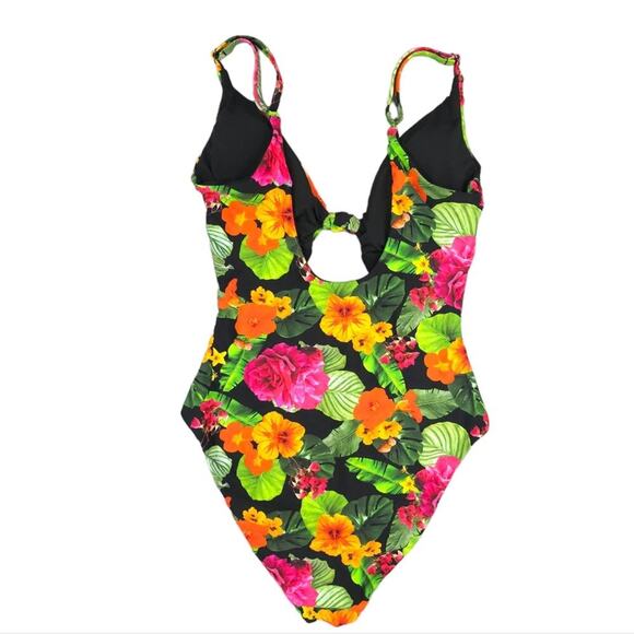 NWOT Andie One Piece The Santorini Swimsuit Black Floral Colorful Vibrant - Picture 6 of 10